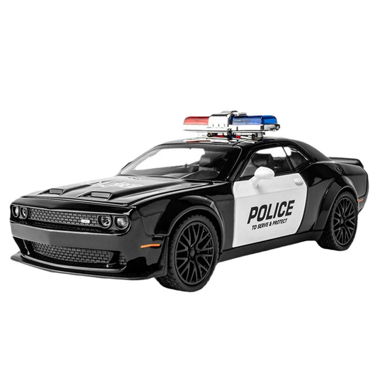 Metal Cars Toys Scale 1/32 Dodge HellCat Police Diecast Alloy Car Model for Boys Children Kids Toy Vehicles Sound and Light